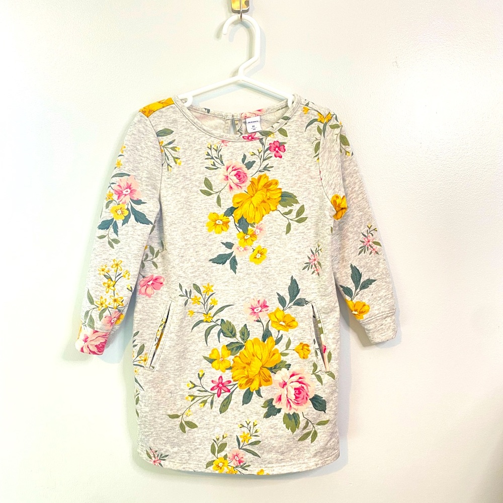 Old Navy Grey Floral pocket dress